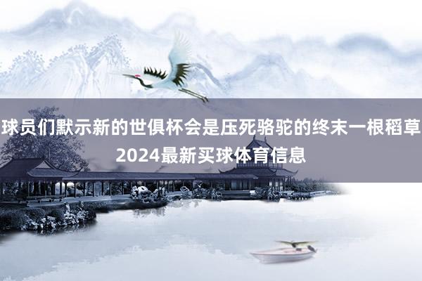 球员们默示新的世俱杯会是压死骆驼的终末一根稻草2024最新买球体育信息